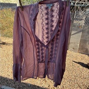 Sheer Purple boho light weight button down